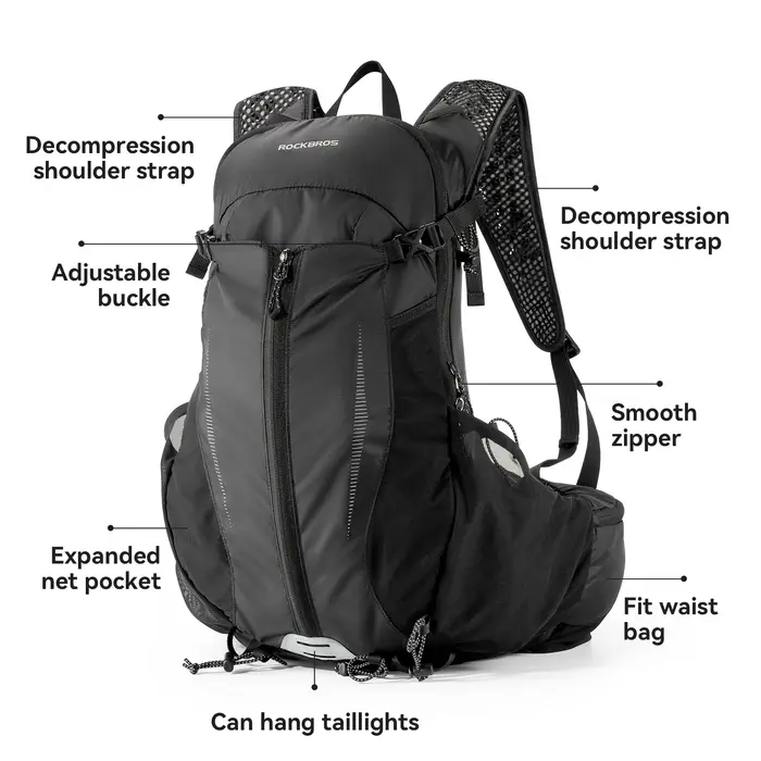 ROCKBROS Sac à dos léger extensible de grande capacité 19L sac à eau étanche à la pluie sac à dos de Trekking de randonnée de Sp