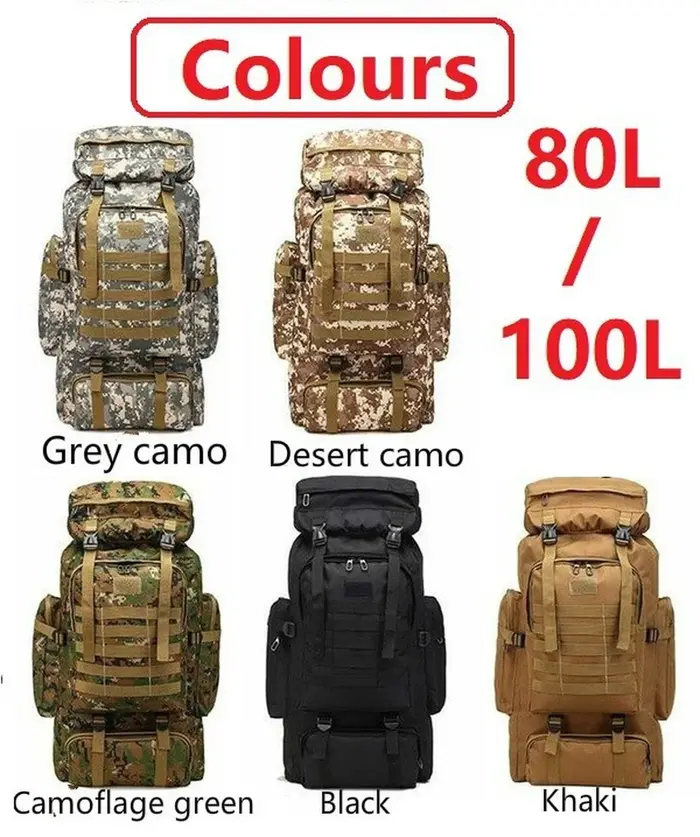 80L/100L sac d'escalade grand sac à dos en plein air randonnée Camping sacs de voyage