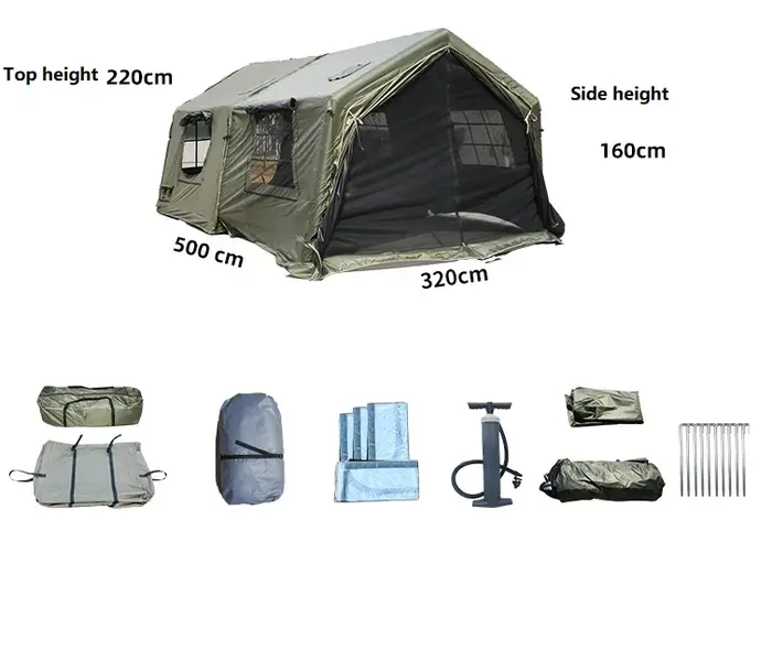 Tente gonflable, tente à deux pièces de 16,6 pi/5,0 m, tente de luxe pour le camping en camping-car,