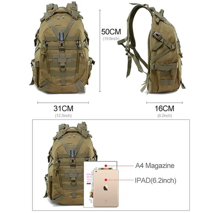 35L Camping Sac à dos hommes militaire tactique Sac à dos armée Molle escalade Sac Bug Out Sac randonnée voyage Sac De Sport Sac