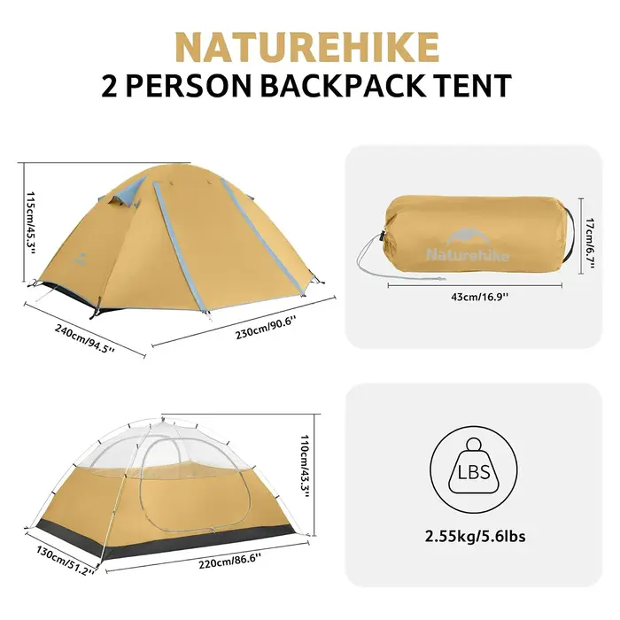 Tente de camping Naturehike Bleik pour 2 personnes