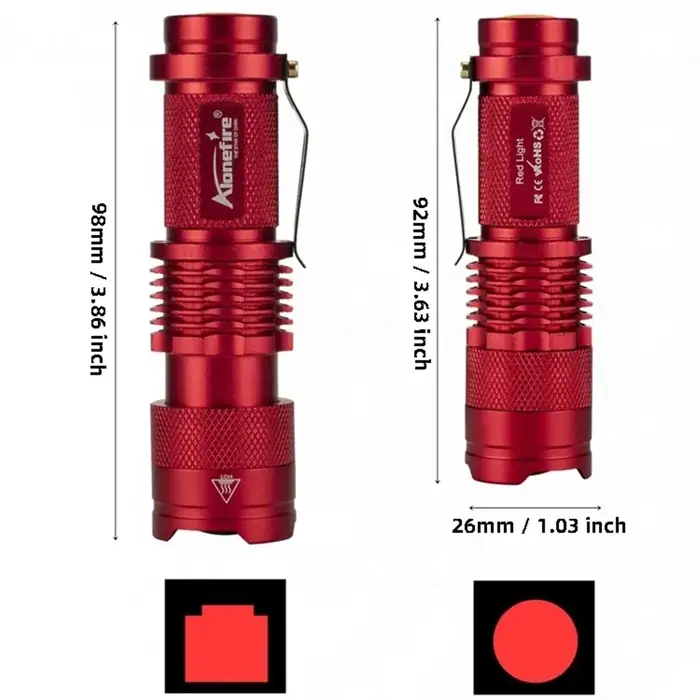 Lampe de poche à Zoom à lumière rouge