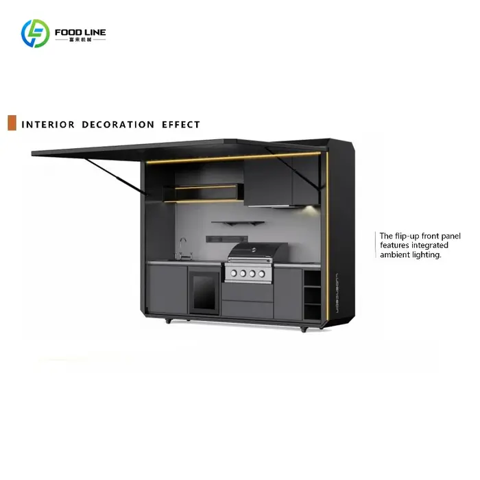 Cuisine de camping extérieure modulaire moderne personnalisée de qualité supérieure, installation facile avec évier et réfrigérateur pour le jardin