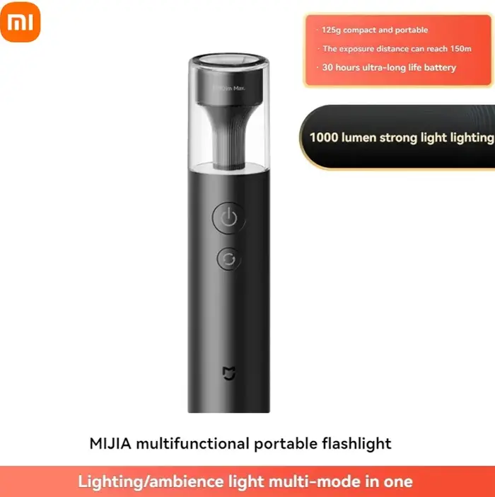 Xiaomi Mijia lampe de poche multifonctionnelle 3100mAh Portable 125g étanche IP65 1000lm éclairage d