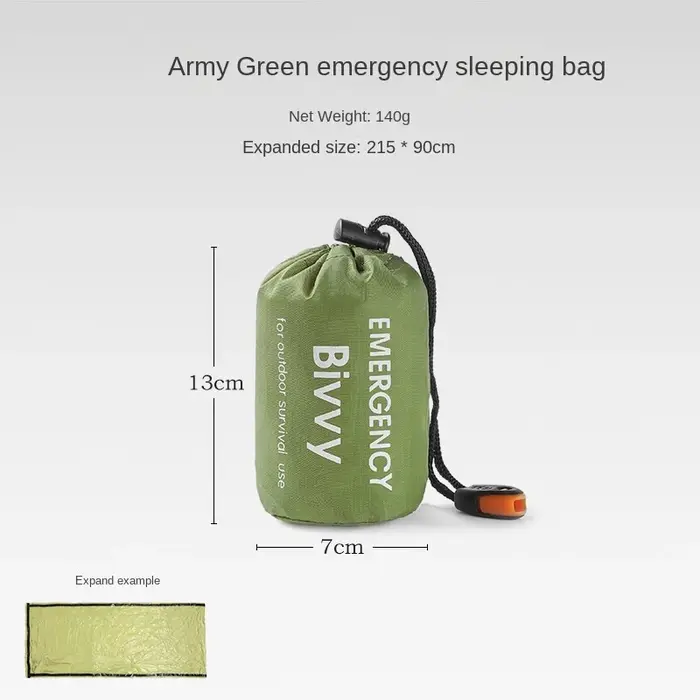 Sac de couchage de survie d'urgence en plein air, couverture thermique en Mylar, sac étanche et réut
