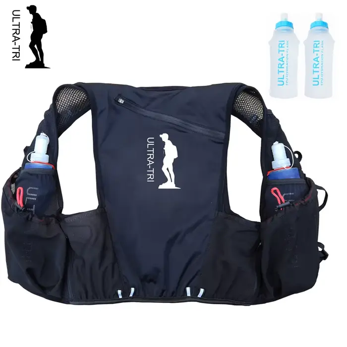 ULTRA-TRI Hydration Trail Running Sac à dos noir 10L avec 2 flacons souples