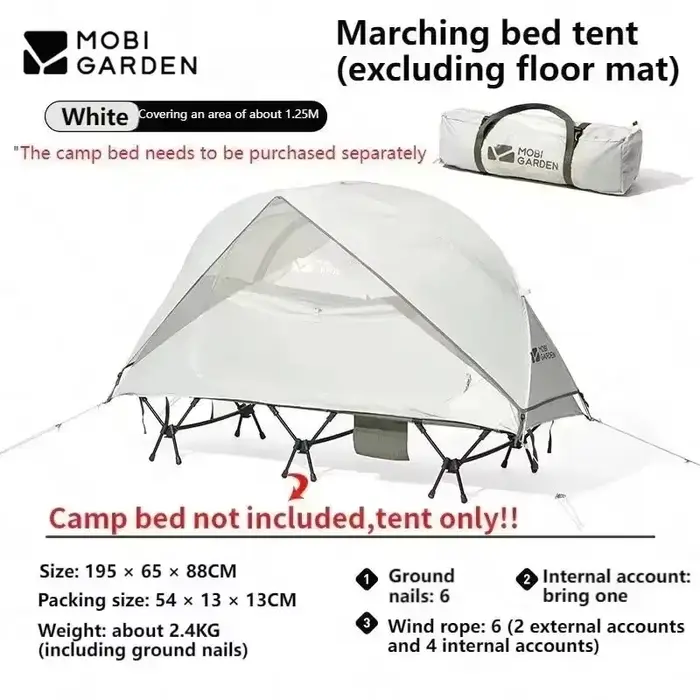 MOBI JARDIN Hors Sol Camp Lit Tente Portable 1 Personne Unique Randonnée En Plein Air Voyage Ultra-L