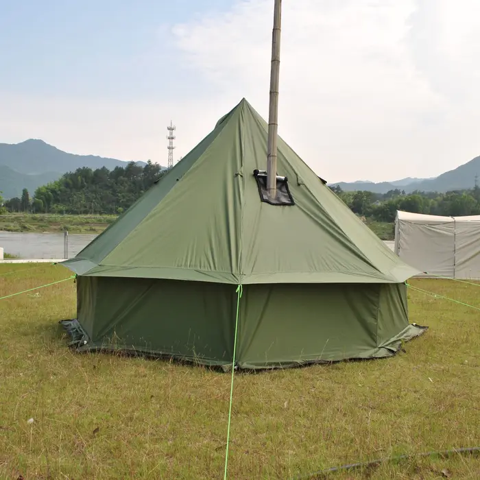 Tente de camping 4 personnes - Tente de glamping spacieuse et respirante résistante à l'eau - Tente de luxe en forme de cloche pour poêle extérieur