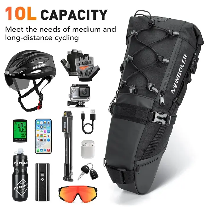 NEWBOLER sac de vélo étanche 10L grande capacité sac de selle