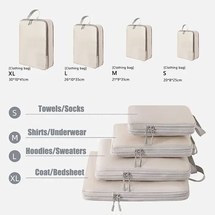 Ensemble/4 pièces Portable voyage Compression emballage Cubes sac étanche organisateur sacs valise vêtements