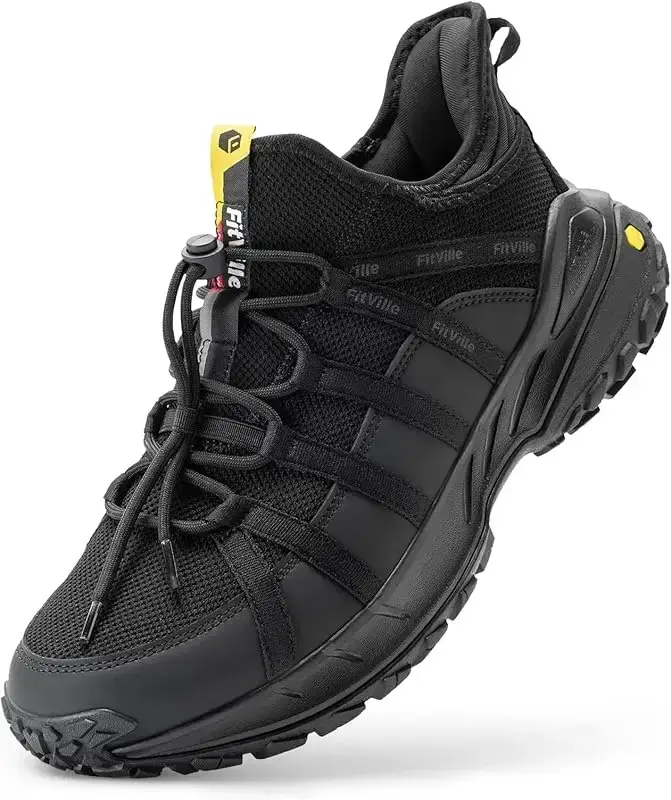 Chaussures de randonnée FitVille pour hommes, larges, à enfiler, pour la marche en extérieur, avec s