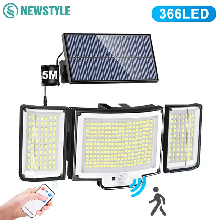 Nouveau 366LED lumières extérieures solaires lumière de sécurité à énergie solaire capteur de mouvem