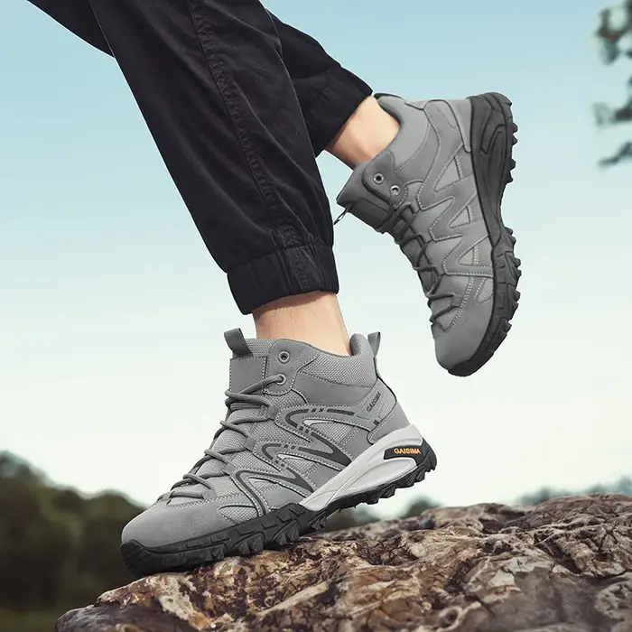 Bottes de randonnée pour hommes, chaussures de trekking à tige haute pour hommes, chaussures de sport de camping à plateforme, chaussures d'escalade respirantes et antidérapantes pour l'extérieur
