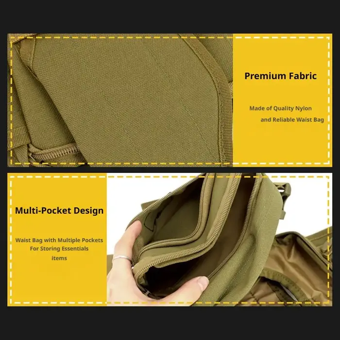 Sac banane de transport dissimulé pour l'extérieur – Sac de taille multifonctionnel extensible pour le voyage et l'EDC avec poche cachée