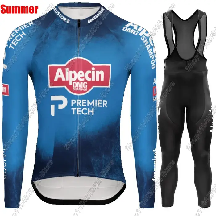 Alpecin Deceuninck 2026 Van Der Poel Maillot de cyclisme gris à manches longues ensemble été hiver c