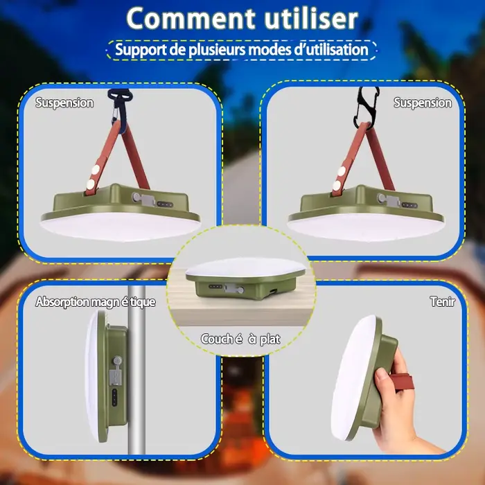 MOSLIGHTING Charge solair camping super lumière avec aimant ajuster la luminosité