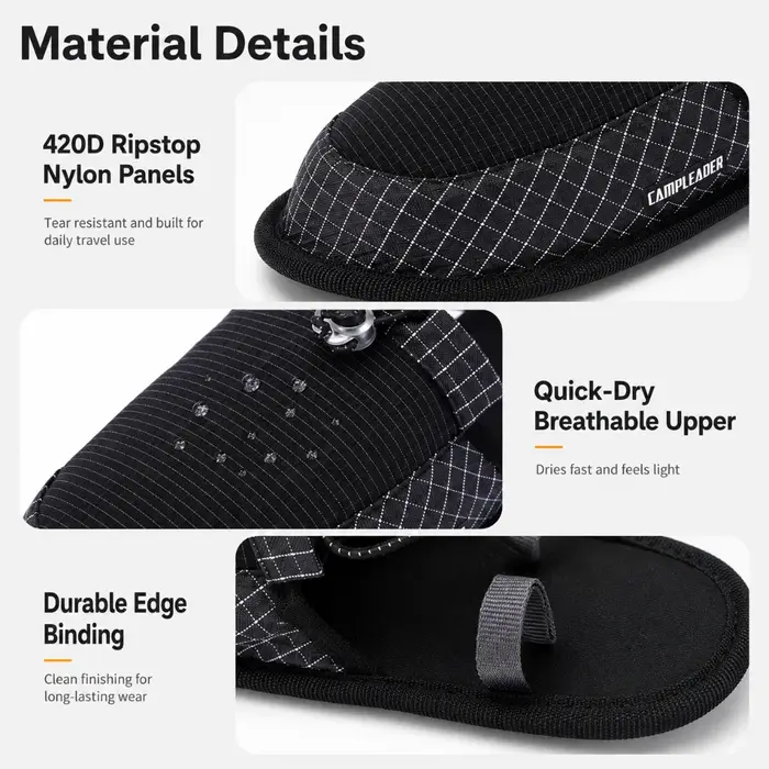 CAMPLEADER Chaussons de camping pliables légers, séchage rapide, antidérapants, chaussures aquatiques pour la plage, l'hôtel, les voyages en avion, le camping
