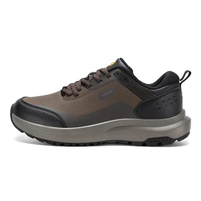 Chaussures de randonnée Fitville pour homme, extra larges, chaussures de marche d'extérieur, chaussures de travail basses imperméables avec soutien de la voûte plantaire pour le talon