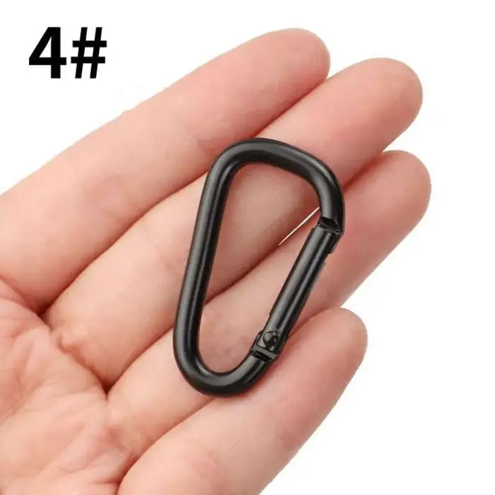 Mousqueton noir pour randonnée et escalade, 5 pièces, tirage rapide, crochet à pression, porte-clés, Camping, randonnée, pêche, accessoires de plein air