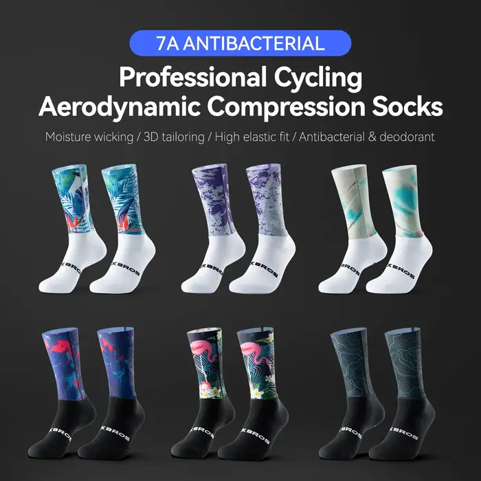 Chaussettes de cyclisme ROCKBROS respirantes, absorbant les chocs, chaussettes de compression aérodynamiques pour le cyclisme, coupe 3D, chaussettes de cyclisme hautement élastiques