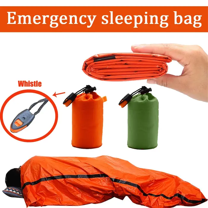 Sac de couchage de survie d'urgence Portable et étanche, équipement de Camping Edc en plein air, sac