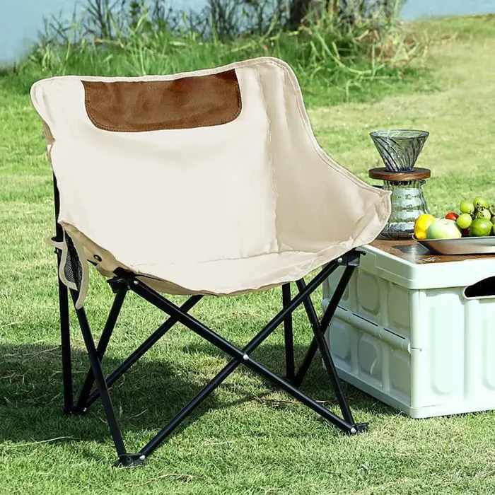 Chaise de camping portable pour adultes avec poche latérale et sac de rangement, adaptée pour l'exté