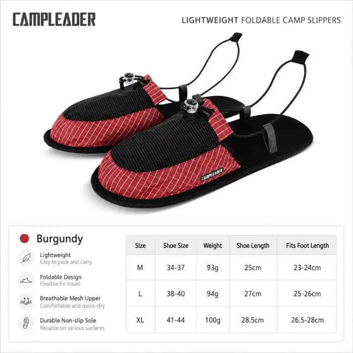 CAMPLEADER Chaussons de camping pliables légers, séchage rapide, antidérapants, chaussures aquatique