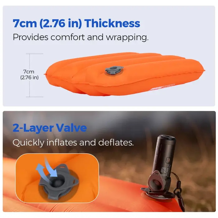 FLEXTAIL ZERO SEAT - Coussin de voyage gonflable ultraléger avec une valeur R de 2,8, coussin de siè
