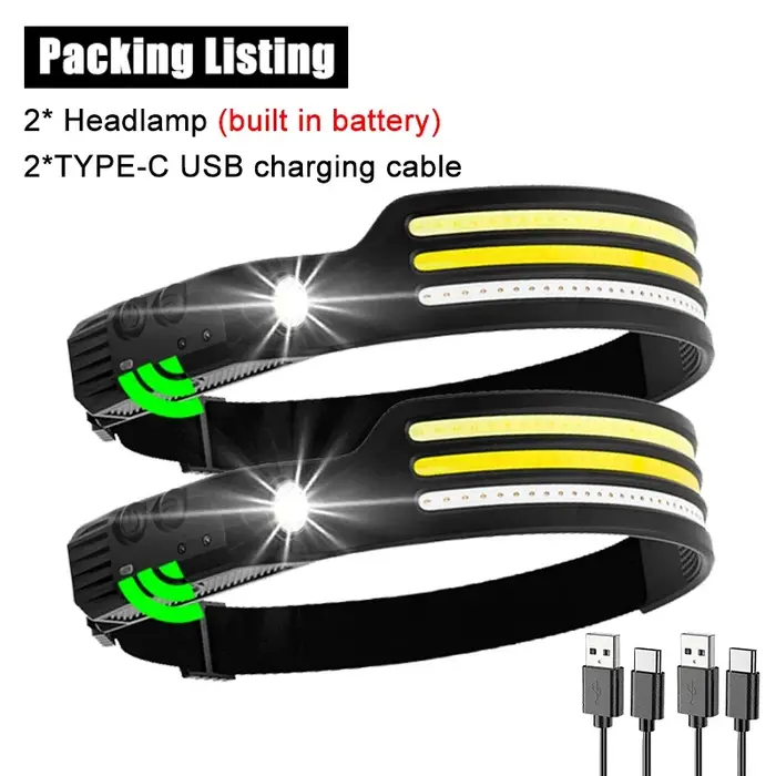 Lampe frontale à Induction COB LED capteur