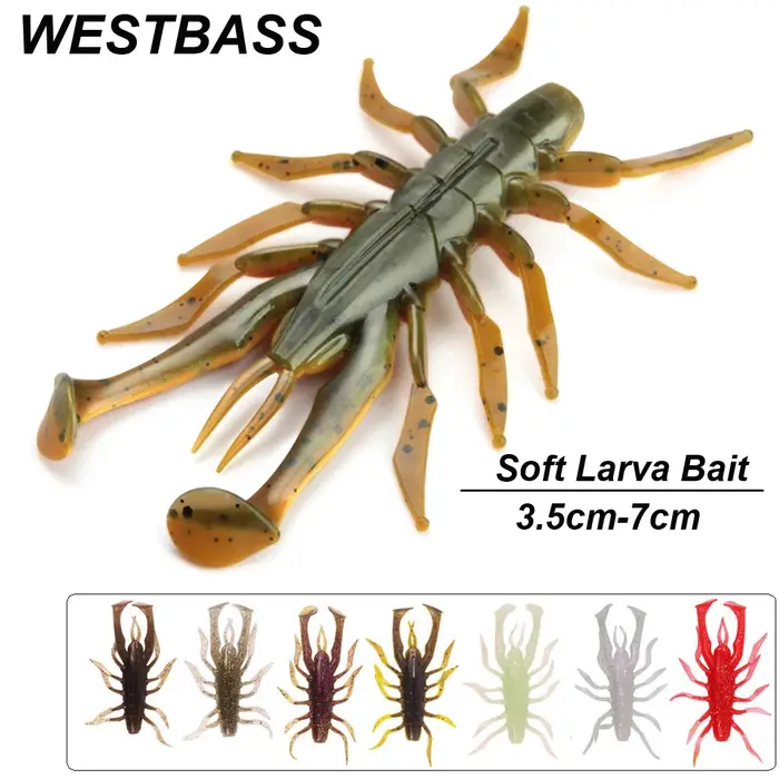 WESTBASS 4 pièces appâts de natation souples 3.5 cm-7 cm Silicone créature insectes appâts en caoutc