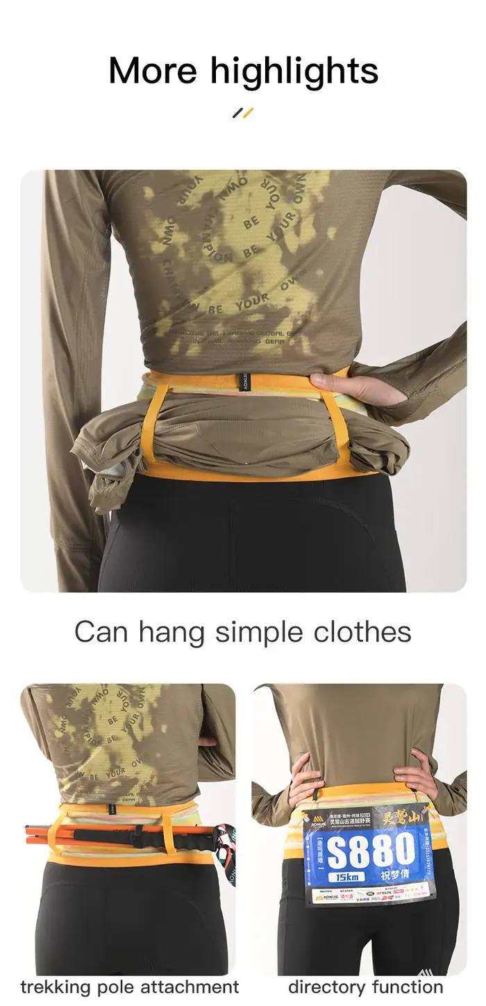 Aonijie Sacs de taille d'extérieur ultralégers, sac banane portable pour la course à pied, le camping, la randonnée, le marathon