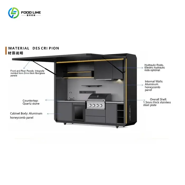 Cuisine de camping extérieure modulaire moderne personnalisée de qualité supérieure, installation facile avec évier et réfrigérateur pour le jardin