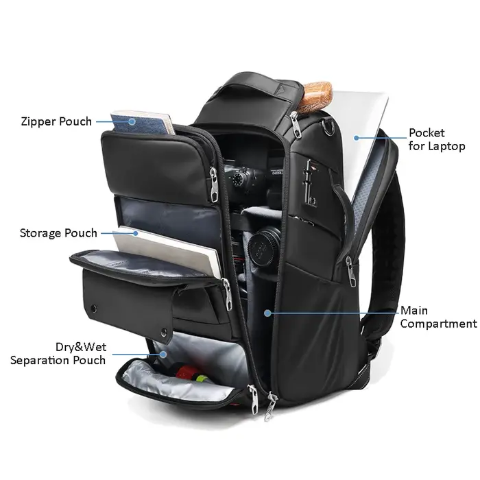 Sac à dos pour appareil photo de voyage et d'extérieur, sac à dos professionnel pour trépied de photographie, sac à dos pour ordinateur portable 16 pouces, sac à dos pour drone
