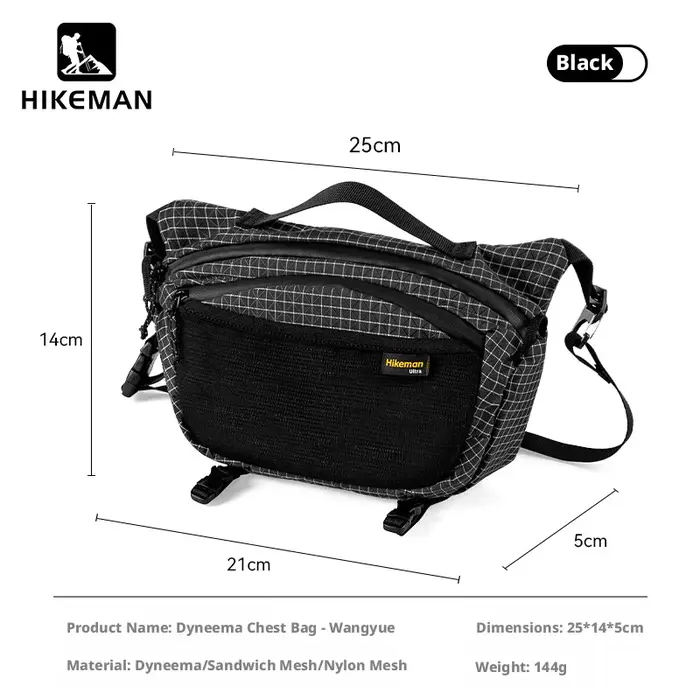 Sac de Poitrine Tactique Hikeman Léger, Imperméable et Multifonctionnel pour Randonnée, Alpinisme et