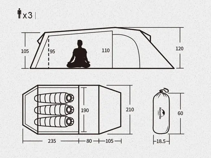 Natureifa-Tente Tunnel pour Camping en Plein Air, Opalus 3