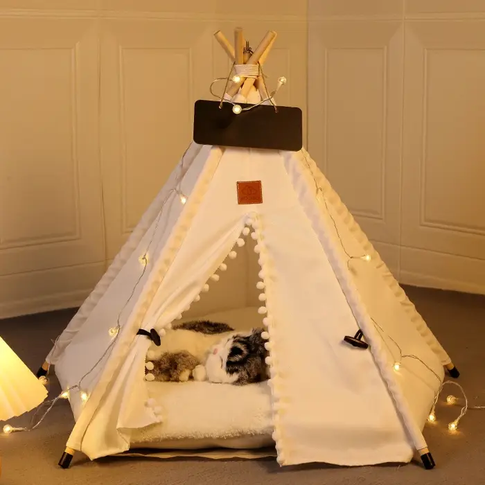 Tente tipi d'hiver pour animaux de compagnie avec coussin double face