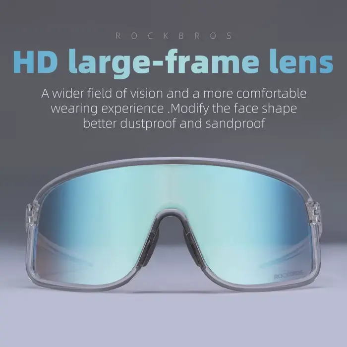 ROCKBROS lunettes photochromiques HD lentille à grande monture lunettes de soleil d'équitation en pl