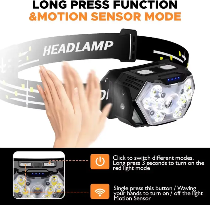 Phare LED Ultra lumineux avec lumière rouge lampe frontale Rechargeable par Usb en plein air course randonnée Camping