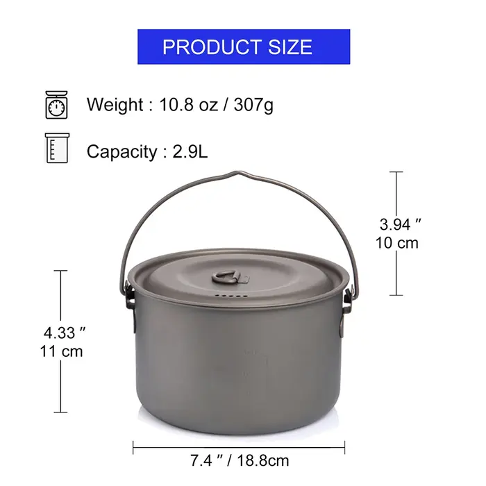 Widesea Camping vaisselle titane batterie de cuisine ensemble tourisme chaudron extérieur marmite pi