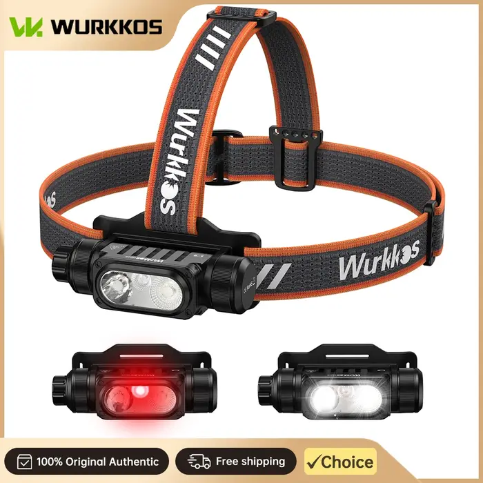 Lampe frontale Wurkkos HD16 2500 Lm avec modes de lumière rouge et blanche et capteur alimenté par une batterie 18650 avec charge USB-C
