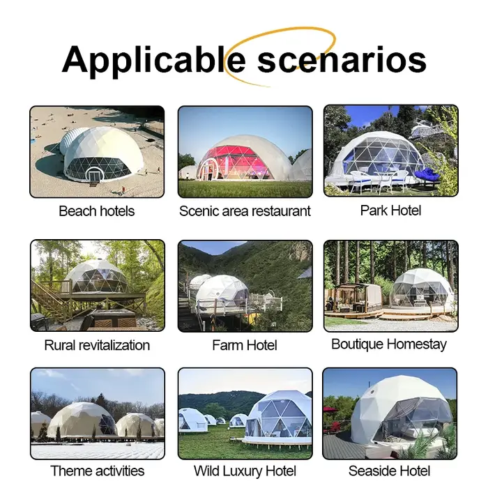Tente dôme géodésique de luxe pour le glamping en plein air
