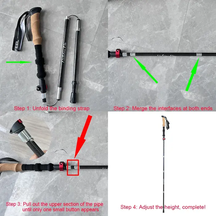 Bâtons de trekking ultralégers en fibre de carbone