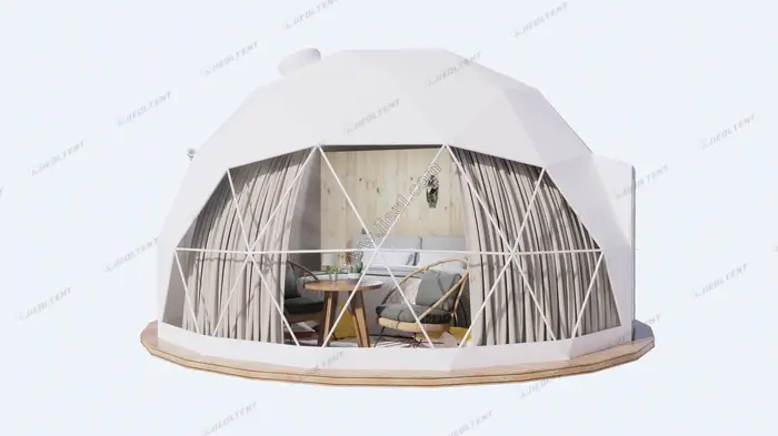 Tente Dôme de Luxe Moderne, Tissu PVC Transparent Imperméable, Tente en Toile avec Poteaux en Alumin