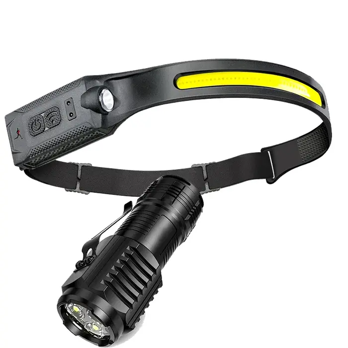 Lampe frontale LED rechargeable à 3 modes d'éclairage