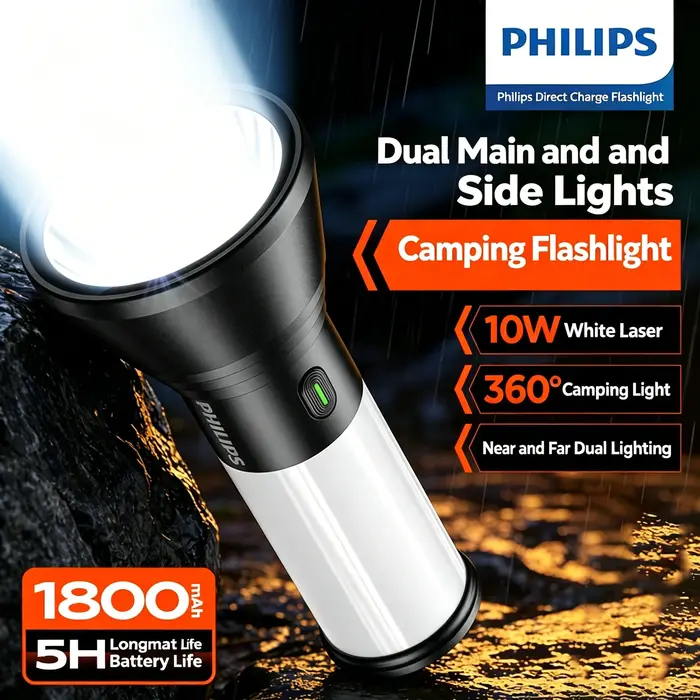 Lampe de camping Philips avec deux lumières latérales principales