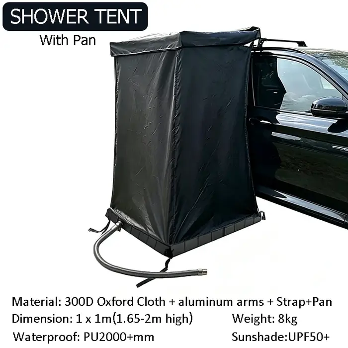 Tente de douche portable pour voiture - Tente de douche latérale pour véhicule avec bac, cabine d'es