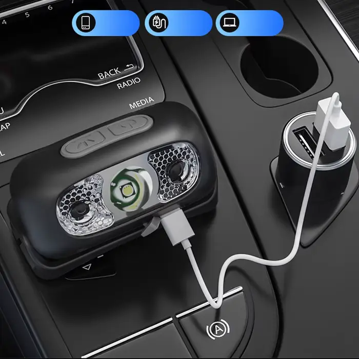 500 Lumen USB Rechargeable phare capteur de mouvement LED lumineuse en cours d'exécution pêche Flash lampe frontale