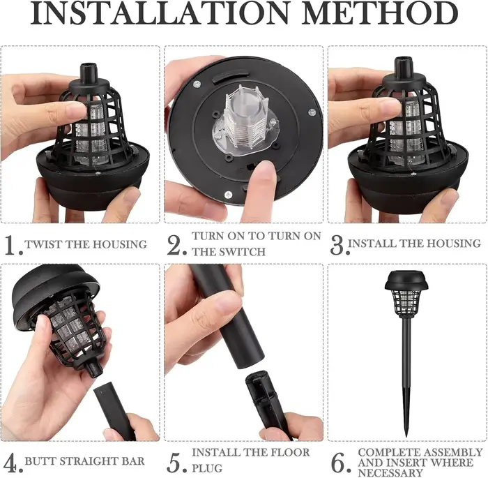 Lampe anti-moustiques solaire étanche 2 en 1 : éclairage et répulsif pour l'intérieur, l'extérieur, le jardin, la terrasse, la cour, le camping