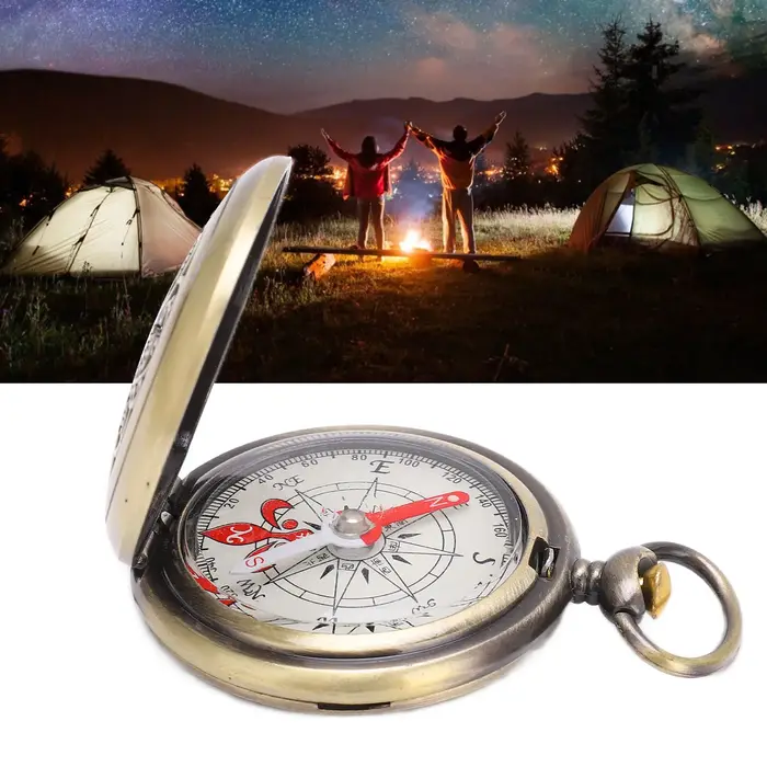 Boussole de poche Portable en laiton, couleur or, cuivre, pour Camping en plein air, randonnée, Navi