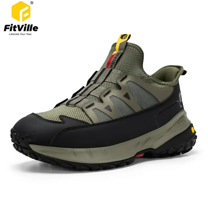 Chaussures de randonnée Fitville Outdoors extra larges, baskets de sport décontractées à enfiler pour hommes, antidérapantes et confortables